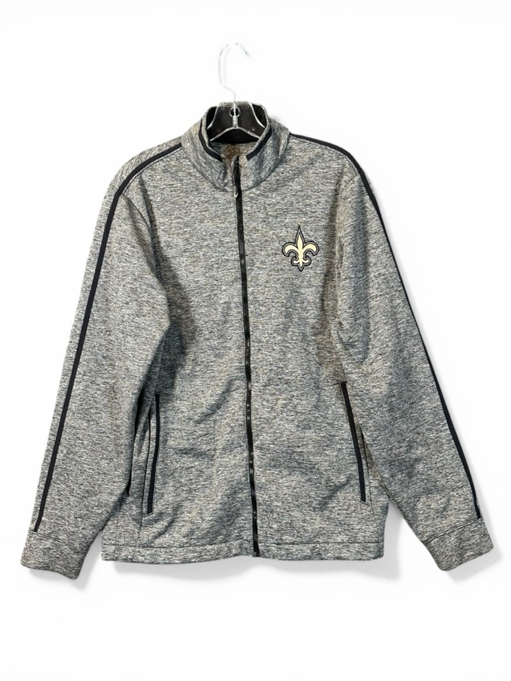 New Orleans Saints Antigua M Full Zip Lightweight Jacket Heather Gray Logo NFL